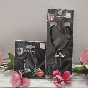 Seattle Seahawks Logo Necklace Earrings Set